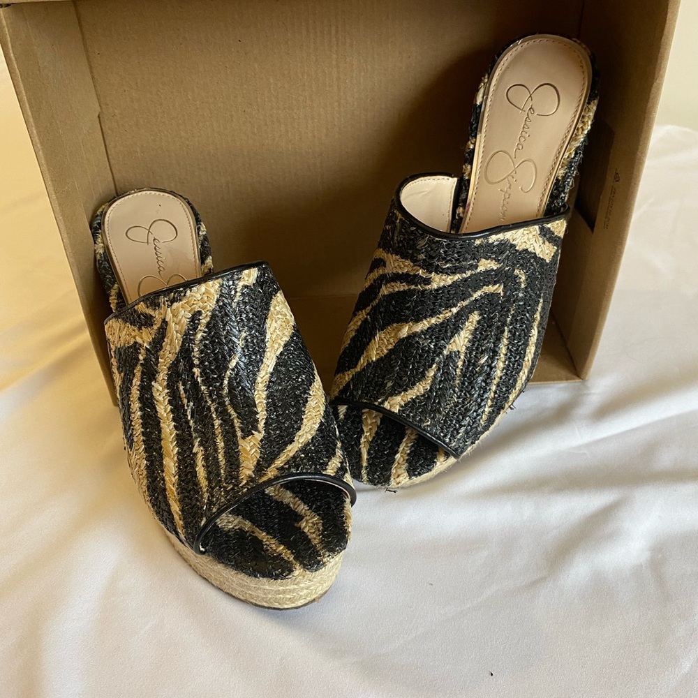 Womens Jessica Simpson Zebra 4” Wedge Sandles